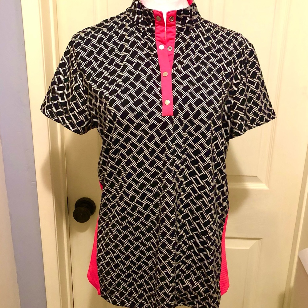 TAIL women’s golf shirts neon pink and black pattern. Excellent cond size L